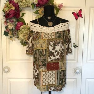 📂 Free Kisses Paisley Off Shoulder Top